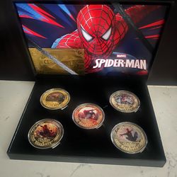 Marvel Spider-Man (5) 24 k Gold Plated Collector Coin Set