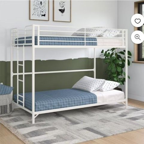 New Inbox Twin Over Twin Bunk Bed Metal White Mattress Not Included