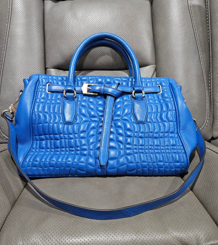  Aimee Kestenberg Royal Blue Leather Top Handle Purse