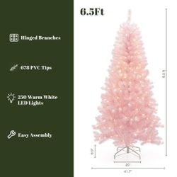 Pink Pre Lit Christmas Tree 6.5ft 