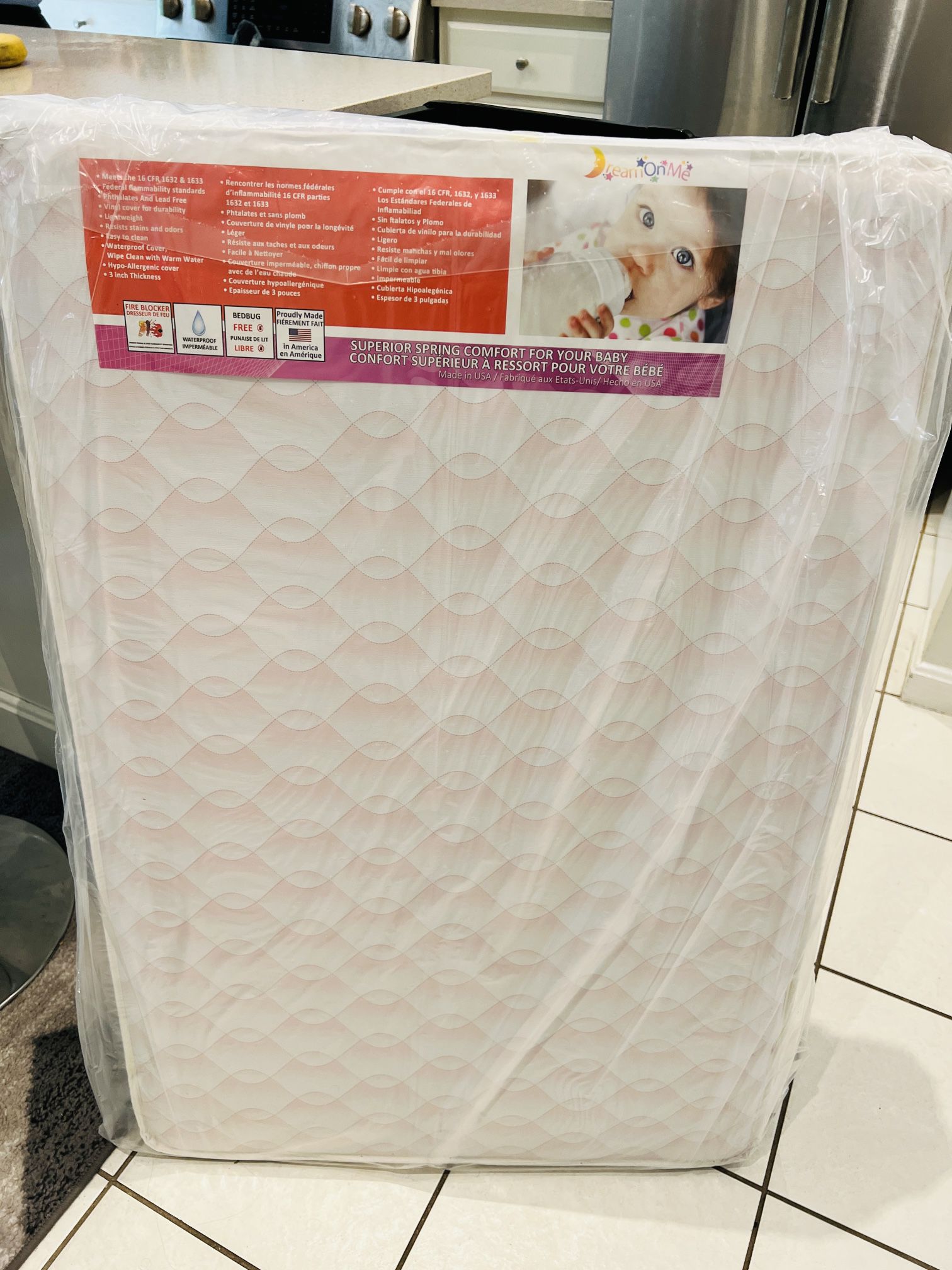 Brand New Sealed Dream On Me Inner Spring Graco Carina Collection Pack N Play Mattress, Wave Pink