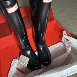 Hunter Rain Boots Black High Size 8