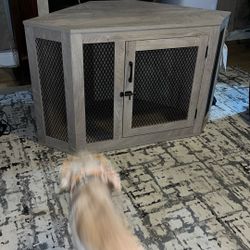 Corner Dog Crate Furniture – Wood Cabinet Style