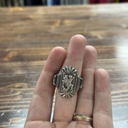 Silver Cowboy Art Deco Mexican Biker Ring Vintage(ehd190)13