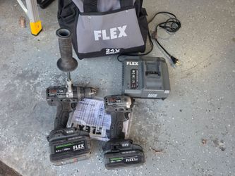 Flex Stacked lithium drill/Impact tool combo set with fast charger