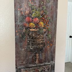 Large Floral/Fruit Bowl Canvas Brown