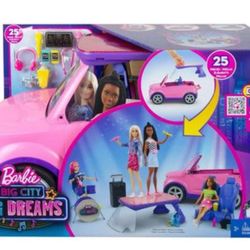 Barbie Big City Big Dreams Car w/ Extra Drum Set & Barbie Sports Car