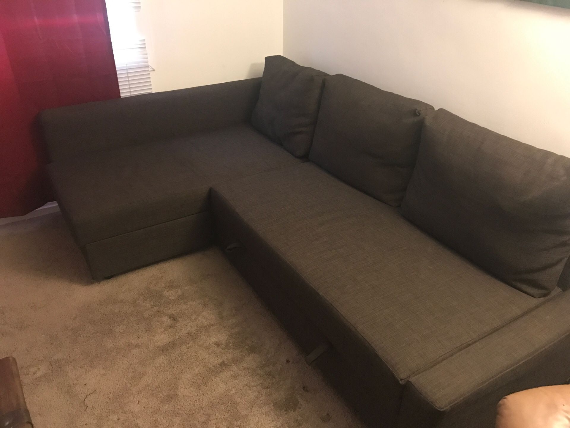 Brown pull out sectional