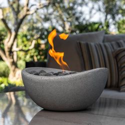 Wave Concrete Gel Outdoor Tabletop Fireplace w 24 case of gel
