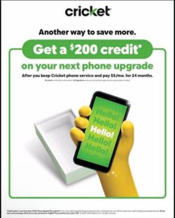 Pay 5 a month with cricket to get credit back