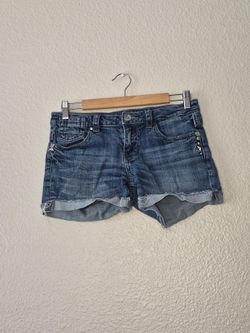 Vigoss Collection Denim Shorts Womens Size 28 5/6 Blue Distressed