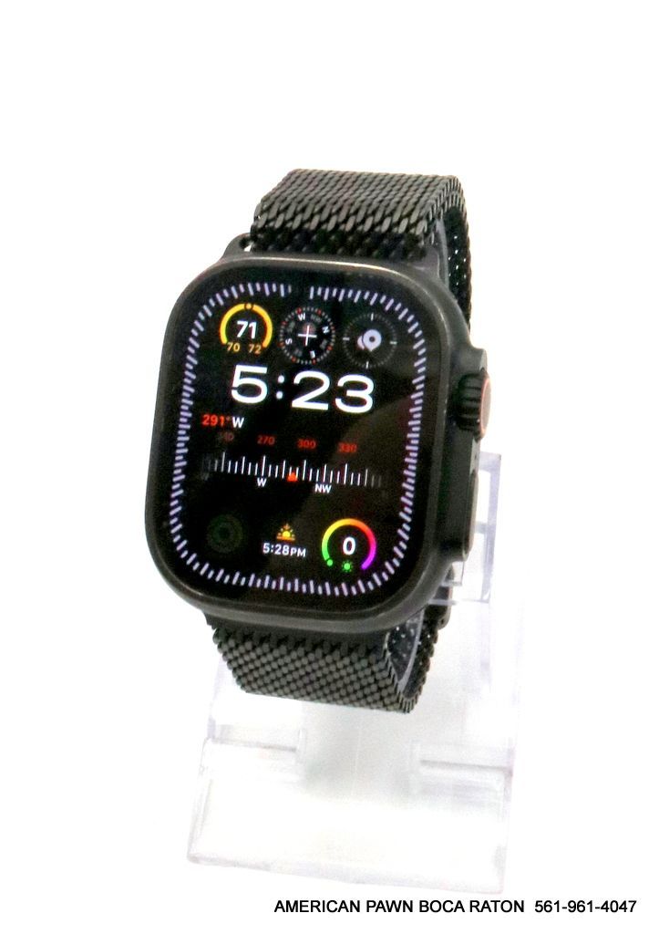 Apple Watch Ultra 2 (GPS+Cellular) 49mm Titanium Case with Black Titanium Milanese Loop - Medium - Black Model No:MX5U3LW/A Used