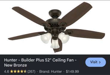 Hunter ceiling fan 52 inches