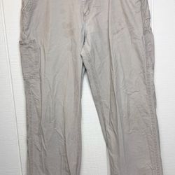 Carhartt Pants Mens 34x31 Beige Tan Workwear Vintage Y2K Leather Patch Outdoor