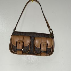 Michael Kors Brown Shoulder Bag with Gold Accents