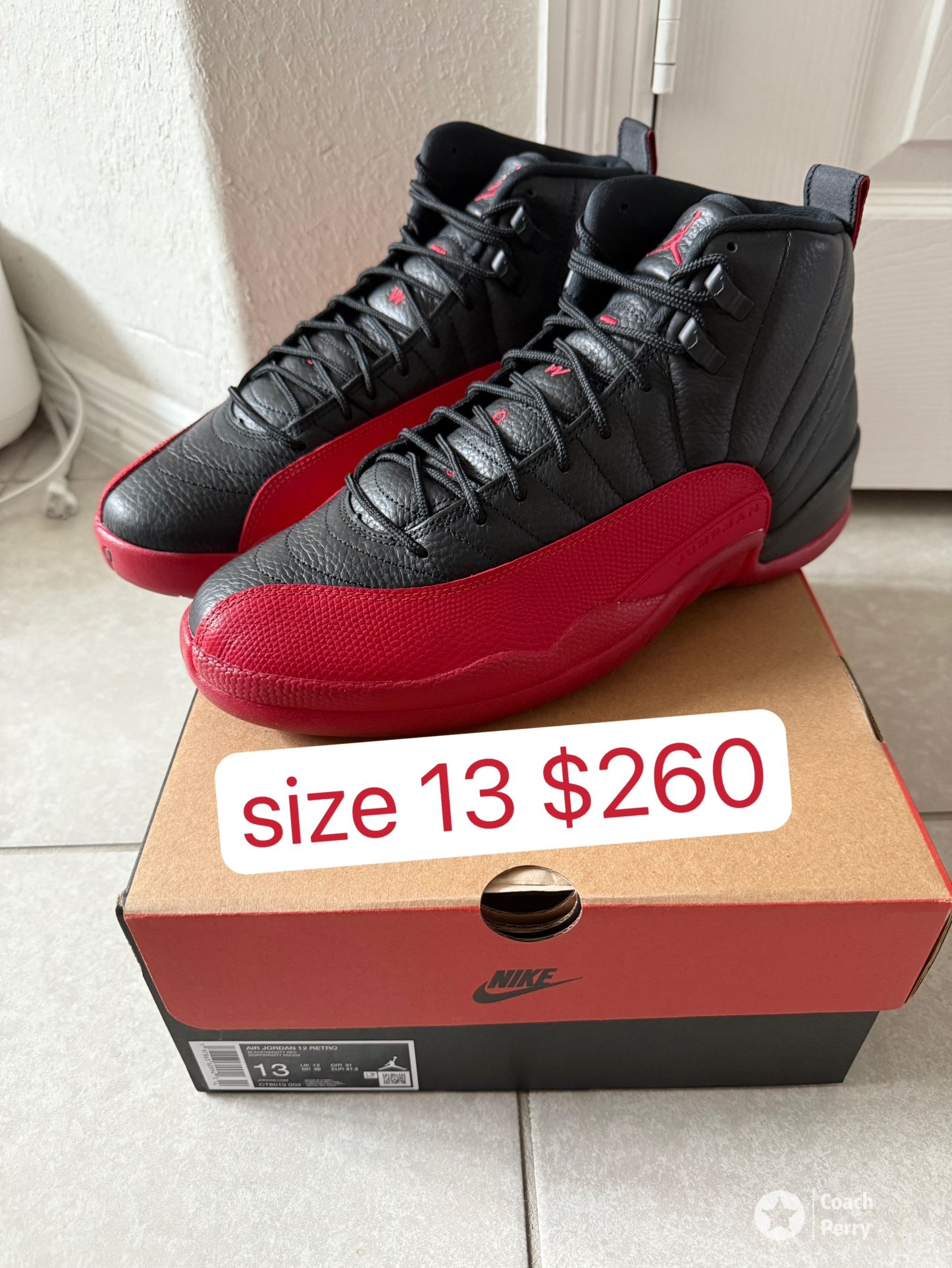 Jordan 12 Retro Bred Flu Game 2025 Size 13