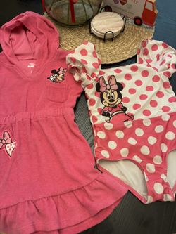 Toddler Girls Minnie Mouse Swim Suit & Matching Cover Up 