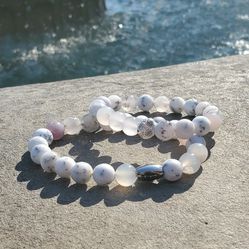 His and Hers White Moonstone Bracelets