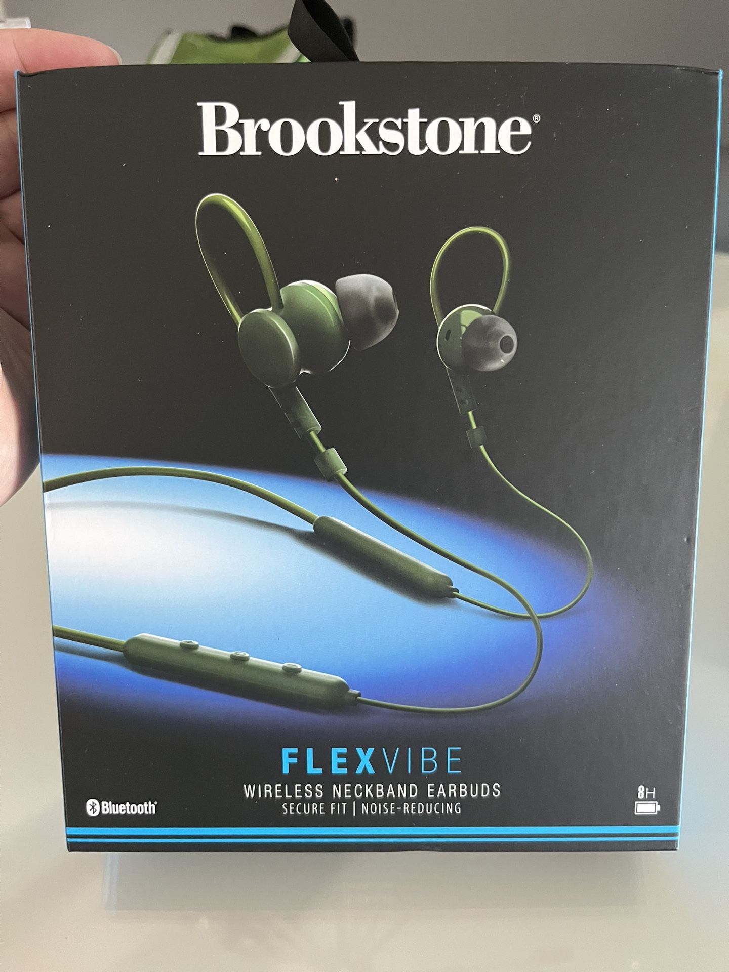 New Brookstone Flexvibe Wireless Neckband Earbuds-Green