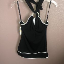NWT Cute Black and Silver Halter Top