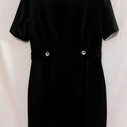 Leslie Fay Black Dress Size 8 Decorative Buttons