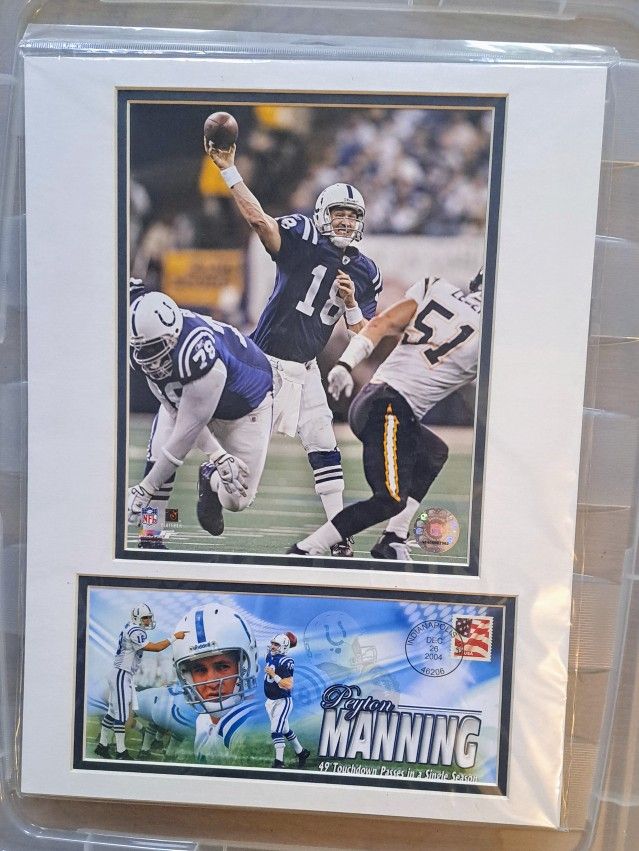 NFL LOT OF 2 MANNING RECORD 49TD & LAMBO FIELD FRAMED PICTURES 12x16 NEW "RARE