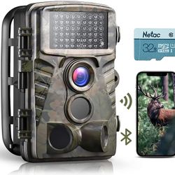 WiFi Trail Camera 4K 32MP Bluetooth Game Camera Send Pictures to Phone Hunting Camera with Night Vision 0.2s Activated 120° Detection IP66 Waterproof