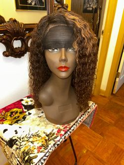 Curly Lace Front Wig Brown with Highlights