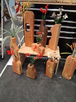 Handmade Wood Vase Set