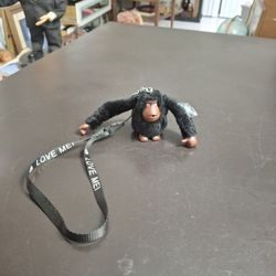 Leandro Kipling Plush Monkey Gorilla Keychain Black W/Brown Hands Feet & Face - He Sucks His Thumb, Comes With Love Mei Lanyard