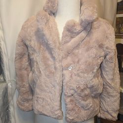 JouJou pink fuzzy kids jacket size sm 