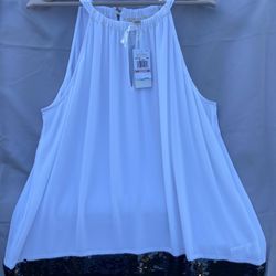 MICHAEL KORS WOMENS PLUS SIZE 2X SLEEVES DRESS BLOUSE WHITE/ BLACK 