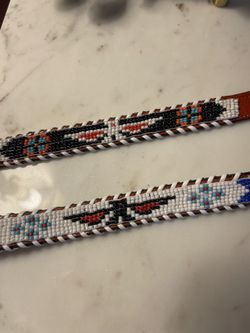 Vintage Native American Beaded Bands With Snap