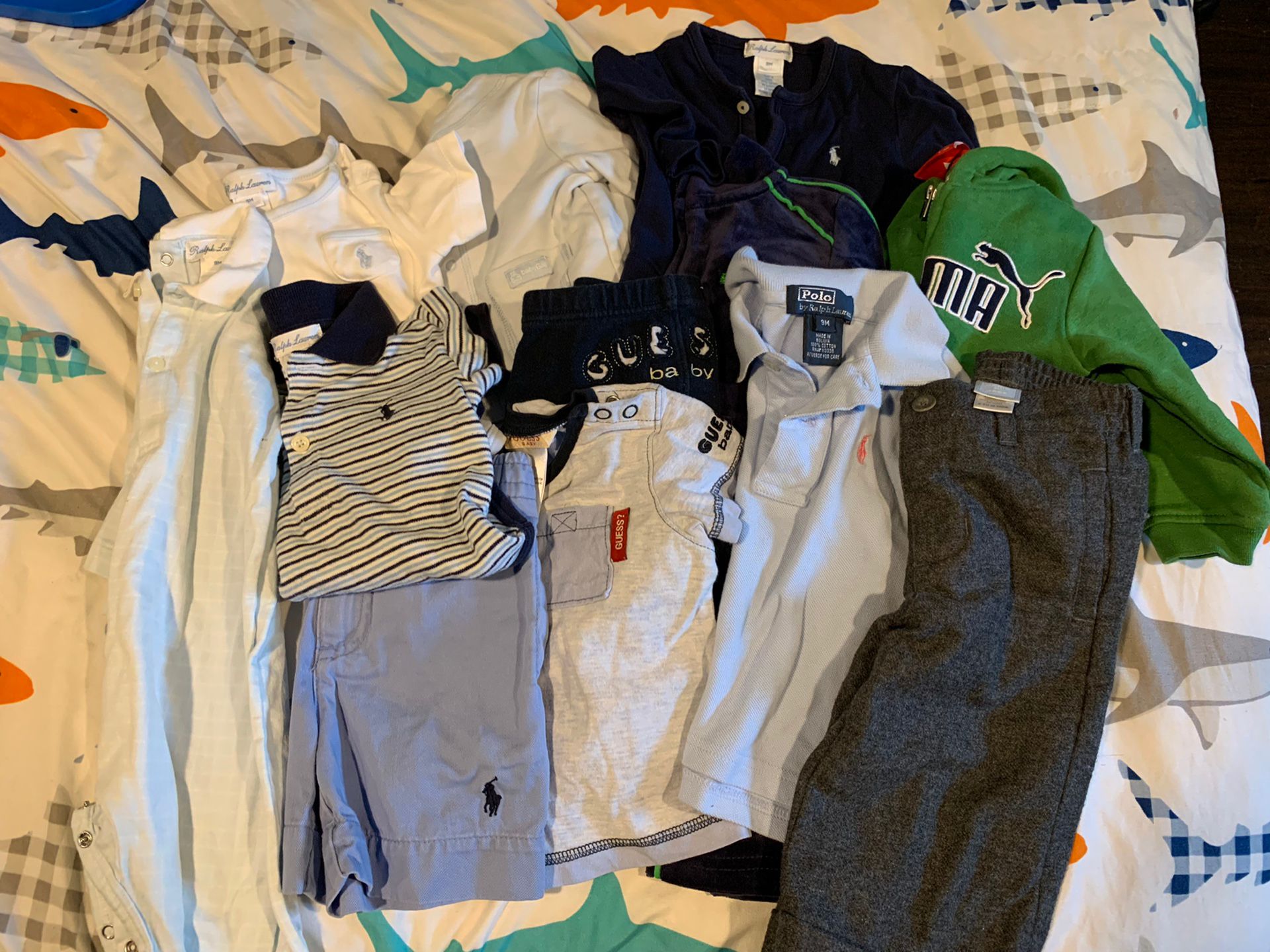Brand Name Lot Of Baby Clothes 6-9 Mnth Polo, Janie and Jack, Guess,Puma