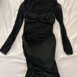 Long Sleeve Mesh Mini Dress