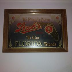 Stroh's  VINTAGE glass Welcome Florida Friends sign