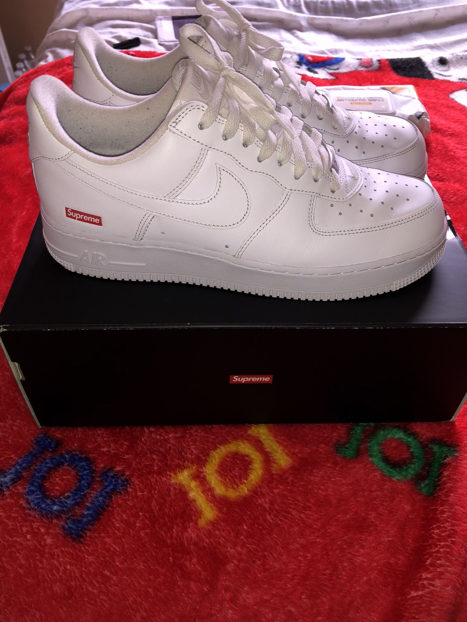 White Supreme Air Force 1s