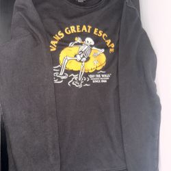 Vans Great Escape Crewneck Sweatshirt Black Graphic Pullover Size Medium