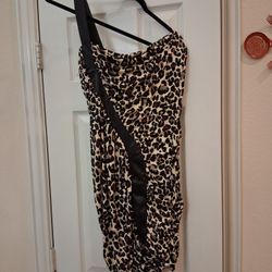 Cheetah Off One Shoulder Dress