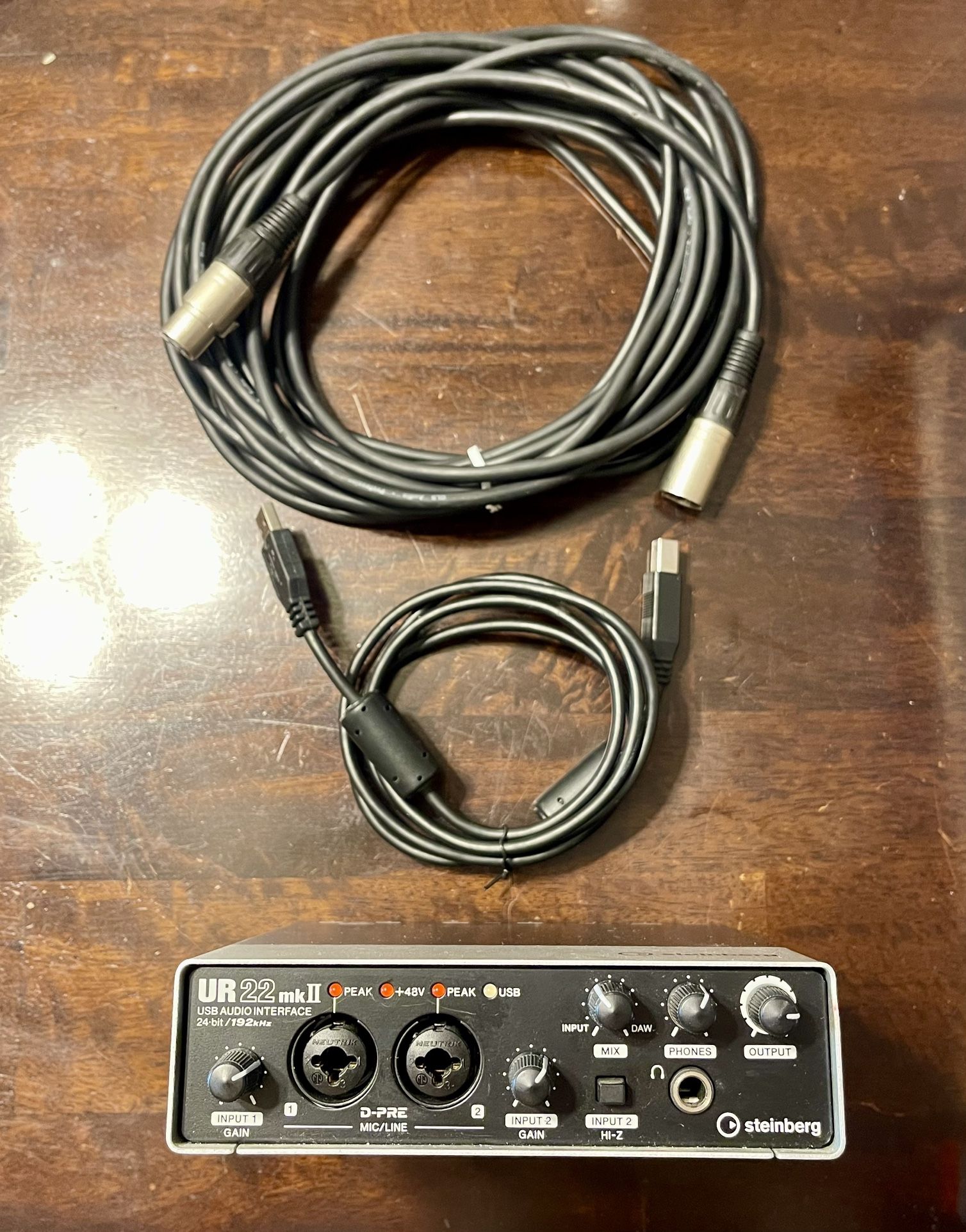 Yamaha Steinberg UR22mkii (2-channel USB Interface) With USB Cable And MIC Cable (XLR)