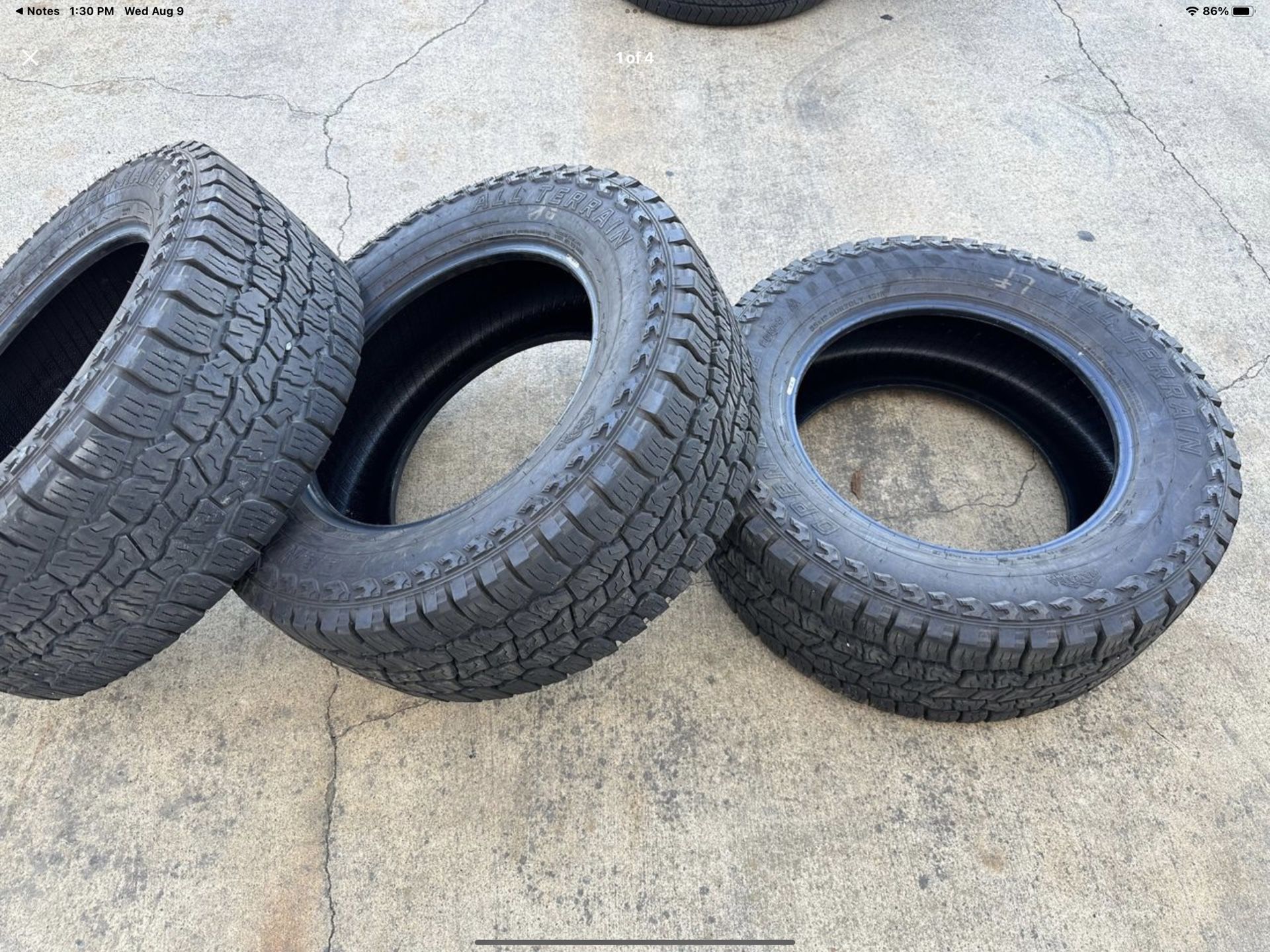 (3) 35" TIRES Open Range All Terrain Tires 35x12.50R20LT 90%