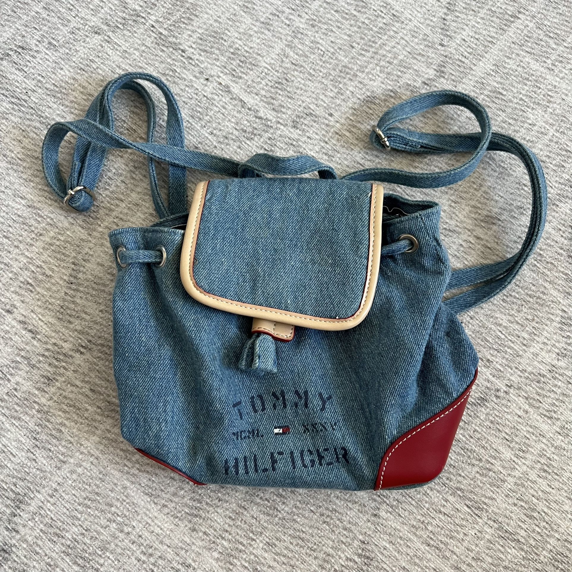 Vintage 2000s Y2K Tommy Hilfiger Women’s Youth Blue Denim Mini Backpack Bag