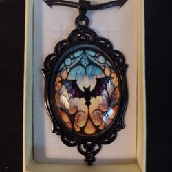 Beautiful Gothic Bat Cameo Pendant