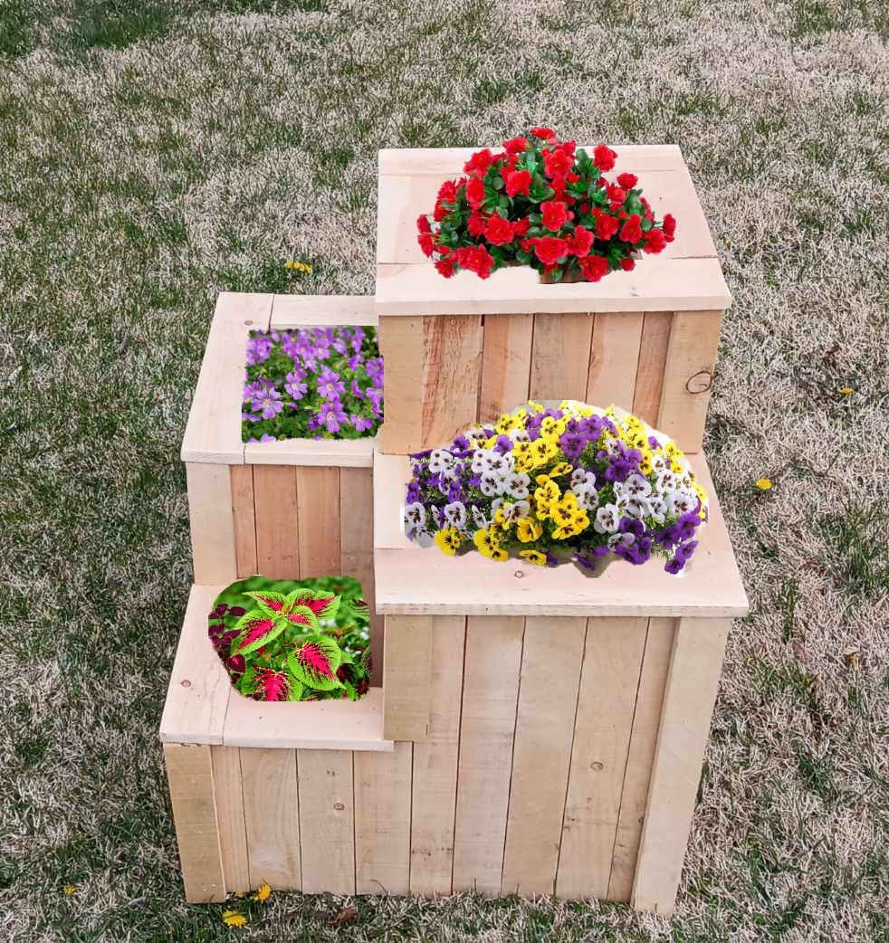 Wood 4 Tier Planter