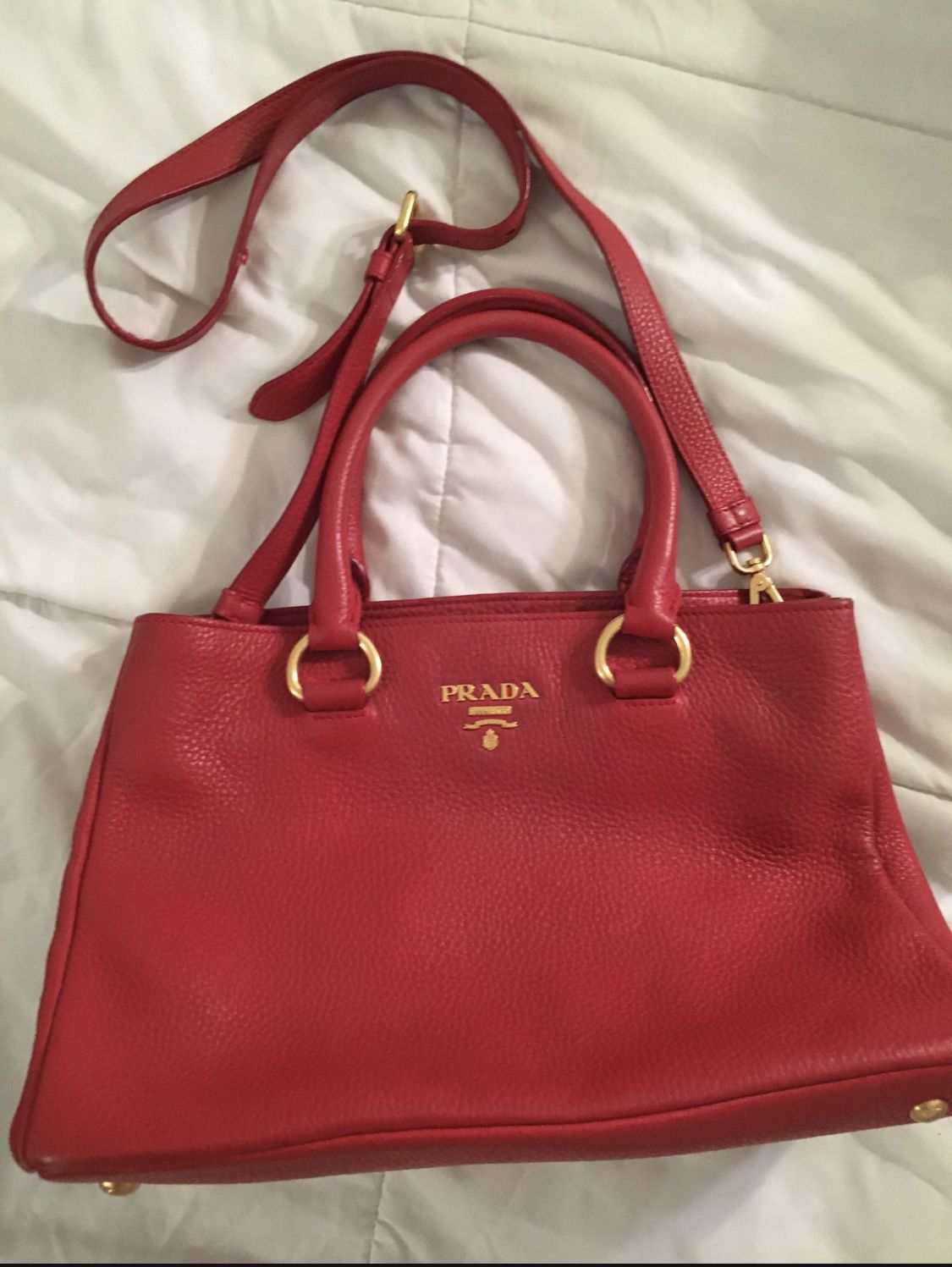 Beautiful Red Prada Vitello Daino Tote Handbag Perfect Condition  Best Offer