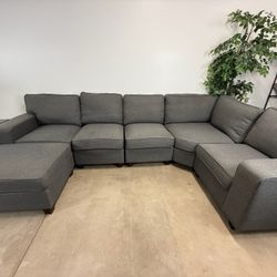 Ashley Homes Furniture Modular Microfiber Sectional with Ottoman 