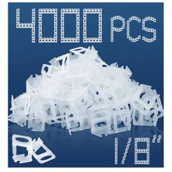 1/8" Tile Leveling System Spacers 4000 PCS Tile Leveling Clips Kit Prevent Tile lippage Leveler Spacers for DIY Professional Ceramic Tile and Stone In