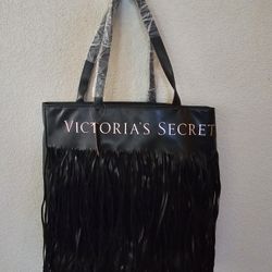 Victoria Secret Black Fringe Tot Bag