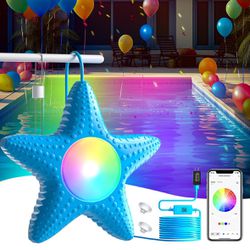 Starfish LED Pool Lights, 2ct RGB LED Submersible Lights, IP68 Waterproof Swimming Pool Lights with App Control, Music Sync Color Changing Underwater 