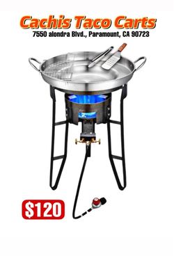 Cachi's Taco Carts comal para discada con base quemador escurridor y accesorios